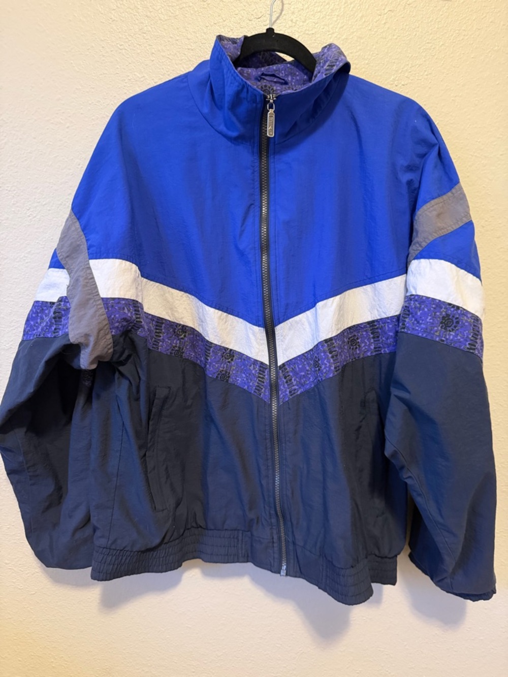 Vintage HEAD Windbreaker Jacket Blue Colorblock 90s Retro Full Zip Men’s Large